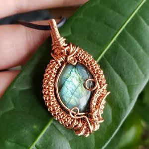 Handmade Heady Wire Wrapped Gemstone Pendent